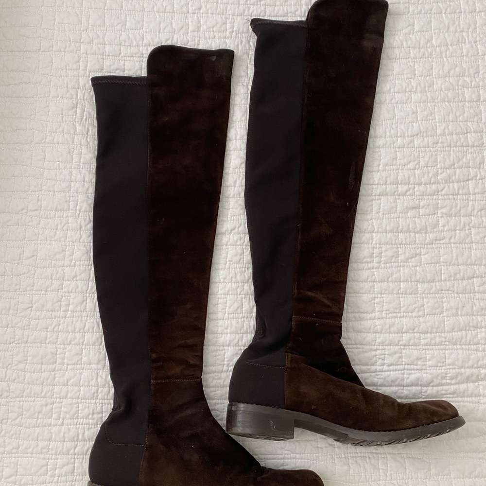 Chocolate Suede Stuart Weitzman 5050 Boot